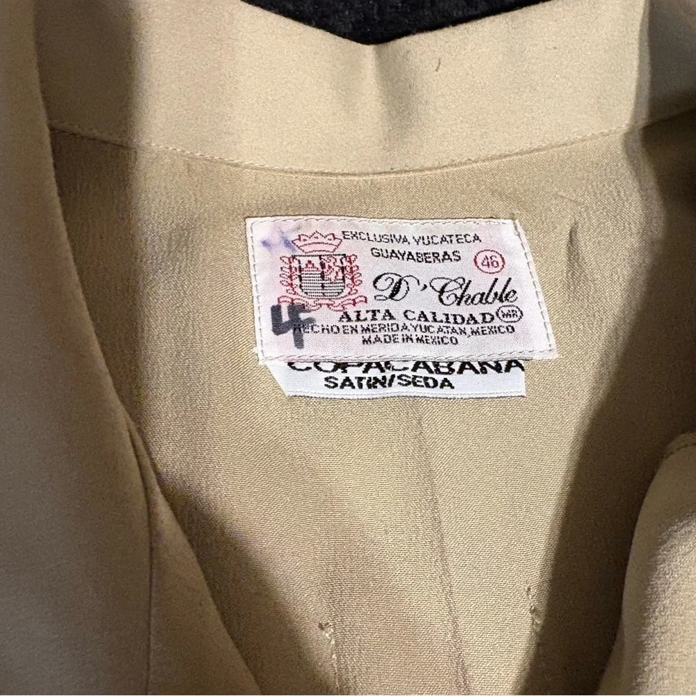 COPACABANA GUAYABERA-Men's Tan Embroidered Short Sleeve Shirt SZ 2X - Picture 6 of 8